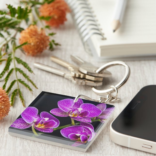 Porte-clefs Orchidée violette (Devant Droit)