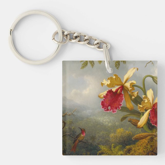 Porte-clefs Orchidées et colibri Heade (Devant)