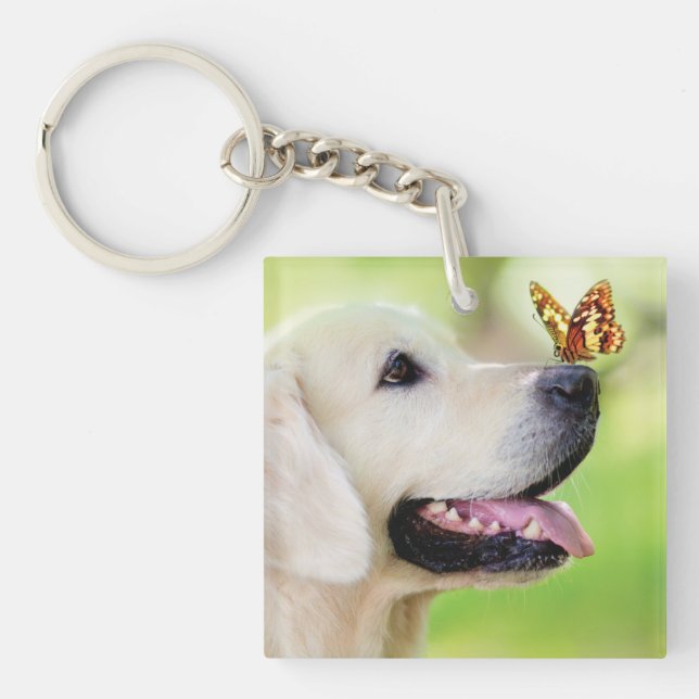 Porte-clefs Oreiller À Lancer Du Labrador Et Du Papillon (Devant)