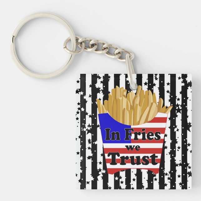 Porte-clefs Oreiller 'In Fries We Trust'  (Devant)