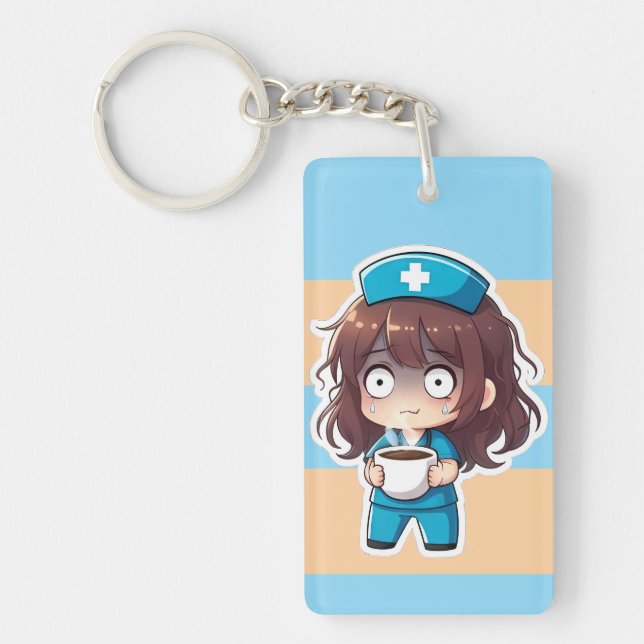 Porte-clefs Original Chibi Nurse 2.0 - Total Burnout (Devant)