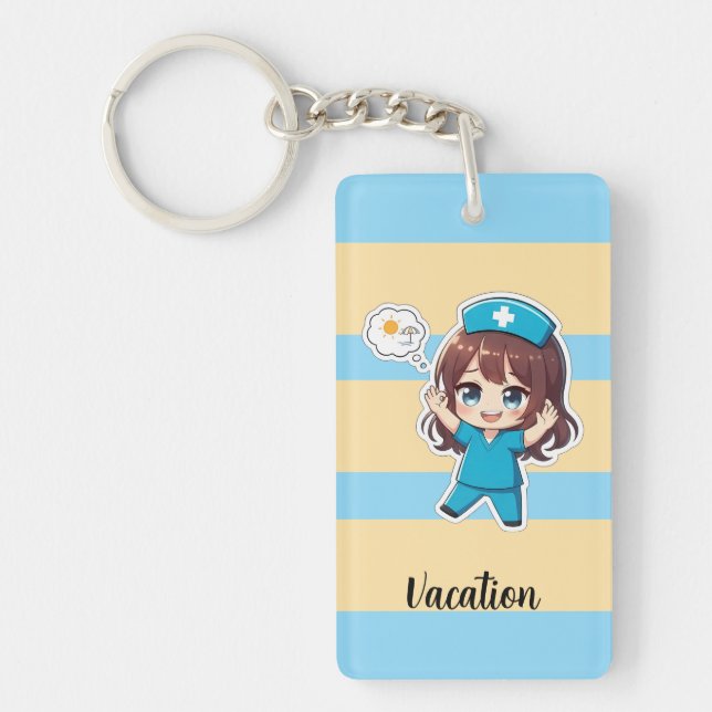 Porte-clefs Original Chibi Nurse 3.0 - Vacation Time (Devant)