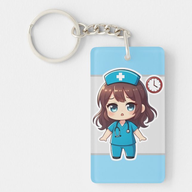 Porte-clefs Original Chibi Nurse - Racing Against Time (Devant)