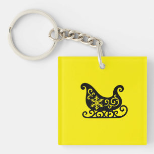 Porte-clefs Ornate Sleigh with White Snowflake Design
