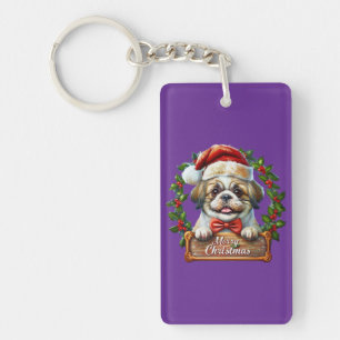 Porte-clefs Ornement de Noël du chien mignon - Joyeux Noël