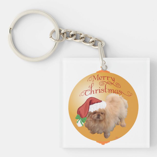 Porte-clefs Ornement de Noël Pékinois (Devant)
