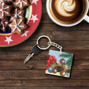 Porte-clefs Ornement de sapin de Noël Chat siamois Drôle