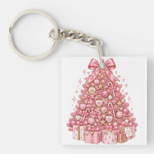 Porte-clefs Ornement de sapin de Noël rose Coquette
