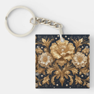 Porte-clefs Ornement floral doré