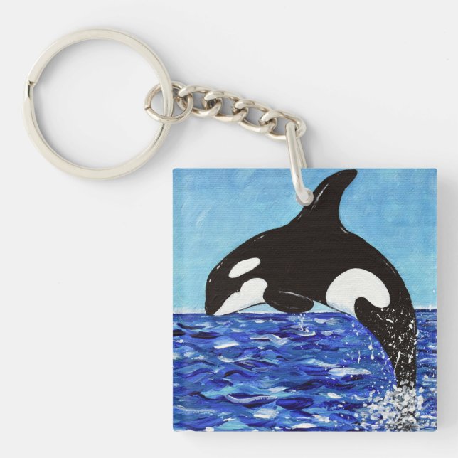 Porte-clefs Orque dans la peinture bleue (Devant)