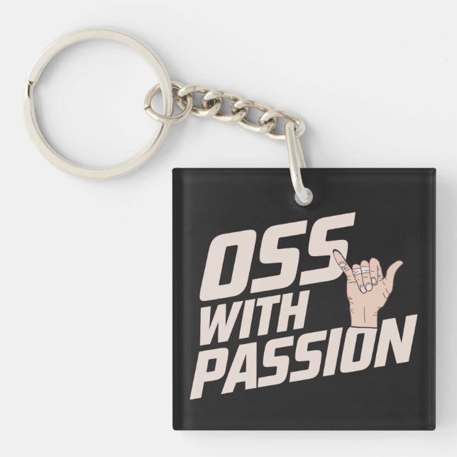 Porte-clefs Oss Avec Passion Brésilien Jiu Jitsu Arts Martiaux (Devant)