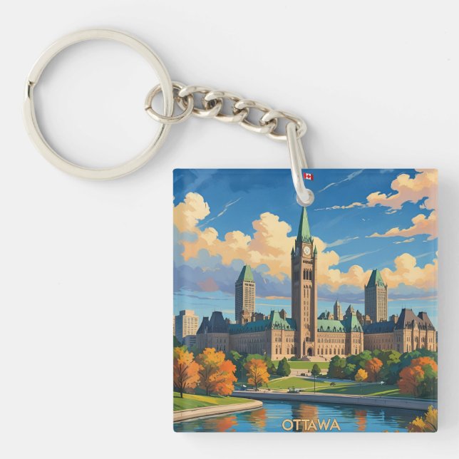 Porte-clefs Ottawa Canada Édifice du Parlement, Ciel de la vil (Devant)