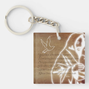 Porte-clefs OUIHUA Messie Jésus-Christ Poème chrétien