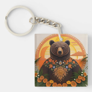 Porte-clefs Ours brun majestueux 
