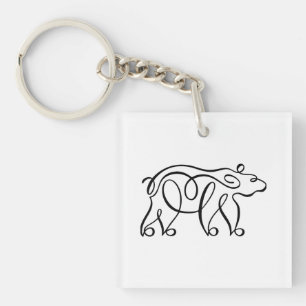 Porte-clefs Ours calligraphique