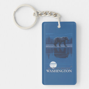 Porte-clefs Ours dans le clair de lune - le Mont Saint Helens,