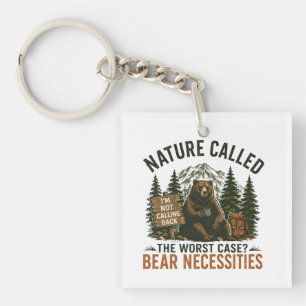 Porte-clefs Ours Drôle Panneau de Camping Nature a Téléphoné