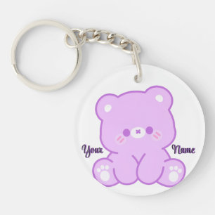 Porte-clefs Ours en peluche violet mignon Kawaii personnalisé