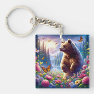 Porte-clefs Ours et papillons mignons et colorés