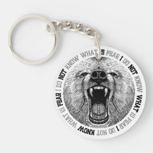 Porte-clefs Ours féroce : œuvre d'art avec phrase défiant