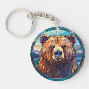 Porte-clefs Ours grizzli en verre doux