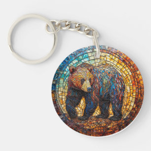 Porte-clefs Ours Grizzly dans un design artistique