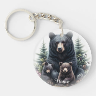 Porte-clefs Ours noirs dans la faune rustique de la forêt