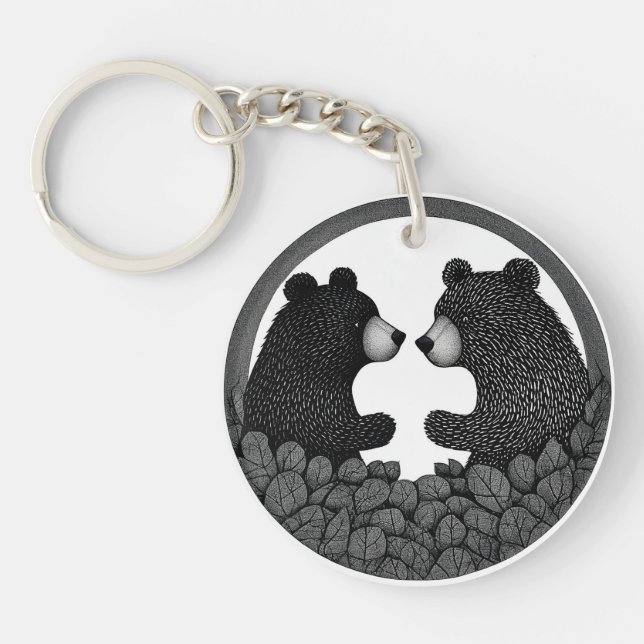Porte-clefs Ours noirs et blancs (Devant)