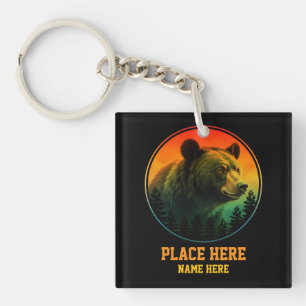 Porte-clefs Ours personnalisé animal lieu pays souvenir