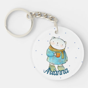 Porte-clefs Ours polaire aimant le café