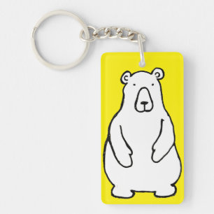 Porte-clefs Ours Polaire Brun de Bande Dessinée Drôle Jaune