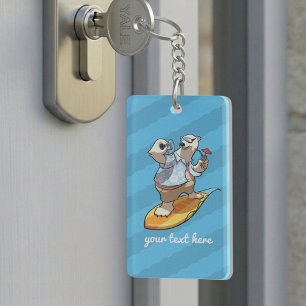 Porte-clefs Ours polaire cool surf avec cocktail Dessin