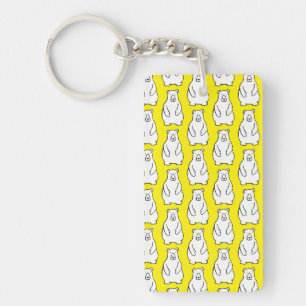 Porte-clefs Ours Polaire Grizzly de Bande Dessinée Drôle Jaune