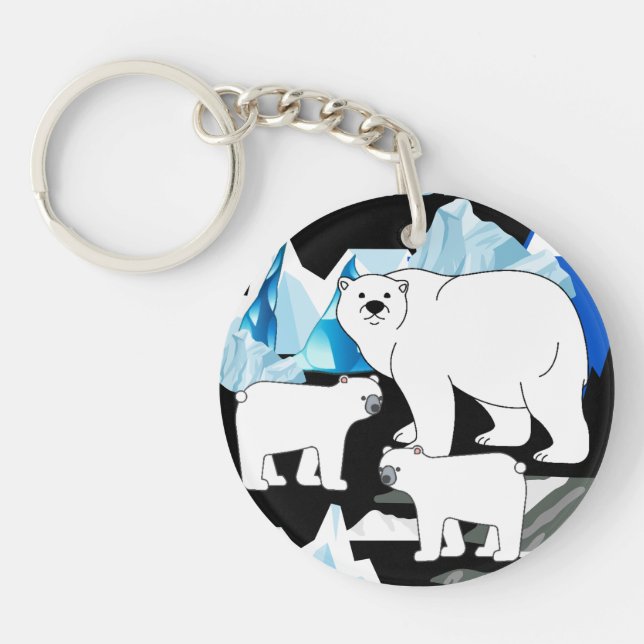 Porte-clefs Ours Polaire Maman Et Cubs (Devant)