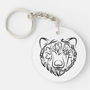 Porte-clefs Ours tribal noir et blanc