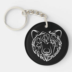 Porte-clefs Ours tribal noir et blanc