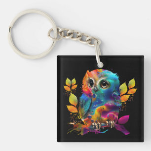 PORTE-CLEFS OWL COLORÉ ABSTRAIT