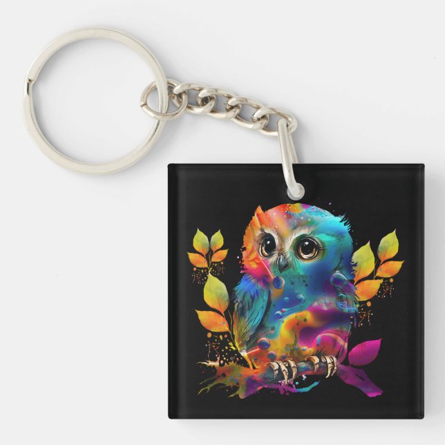 PORTE-CLEFS OWL COLORÉ ABSTRAIT (Devant)