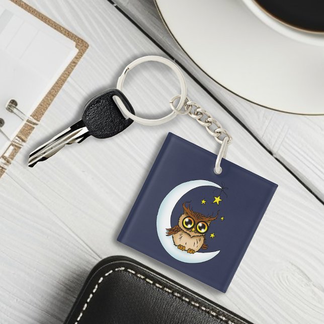 Porte-clefs Owl Moon Blue Cute Stars (Créateur téléchargé)