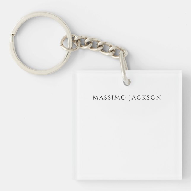 Porte-clefs Own Name Calligraphy Chic Plain Simple Black White (Devant)
