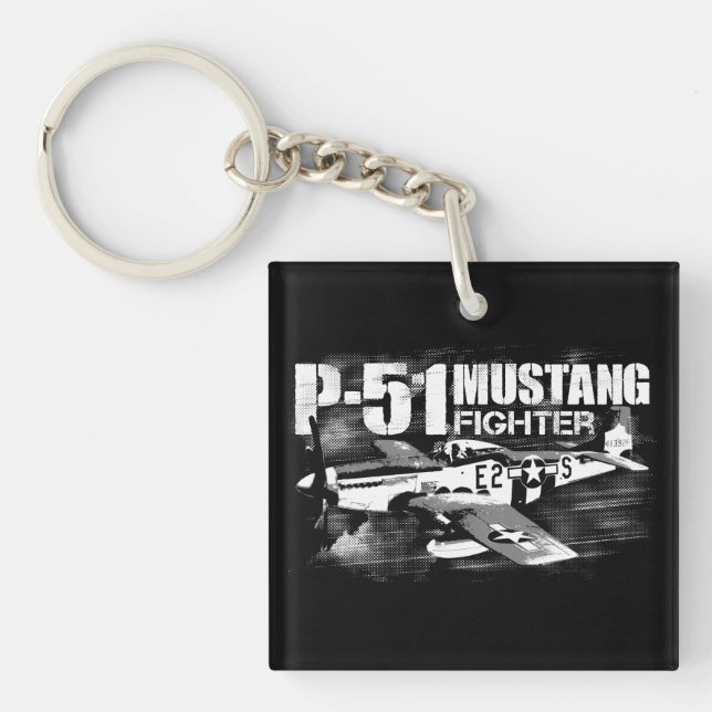 Porte-clefs P-51 Carré de Mustang (double face) Porte - clé (Devant)