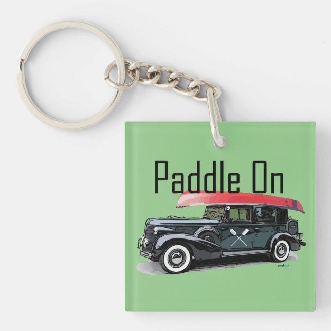 Porte-clefs Paddle On Classic Car Design - Carré (double-side (Devant)