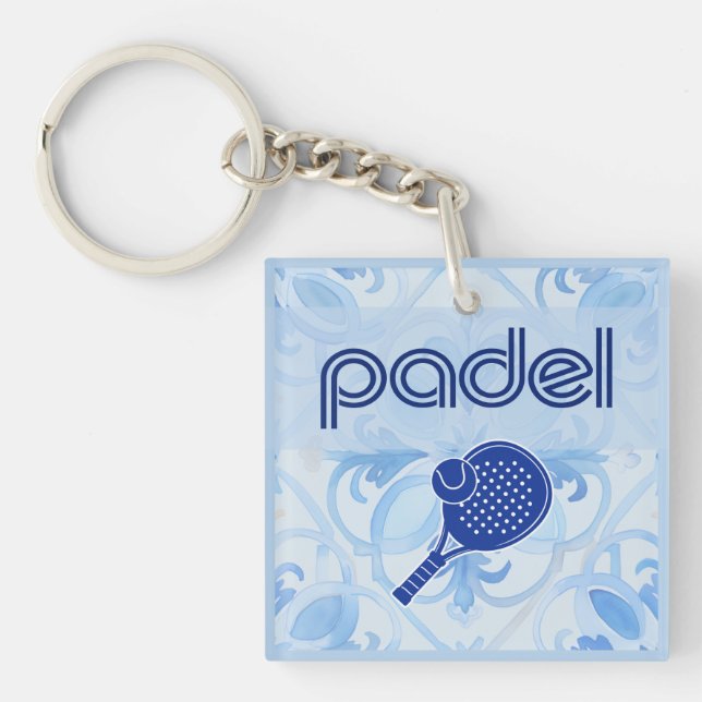 Porte-clefs Padel Key Chain – Spanish Tile Vibes in Blue (Devant)