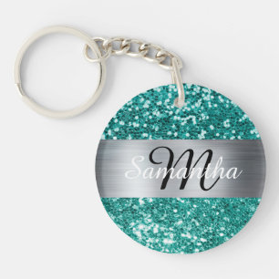 Porte-clefs Pailleté Monogramme en Papier d'Aluminium Argenté 