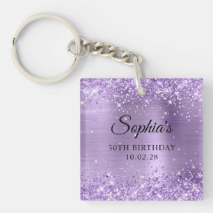 Porte-clefs Paillettes Lilas Clair Feuille 30e Anniversaire Ph