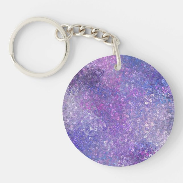 Porte-clefs Paillettes rose et violet Bling  (Devant)