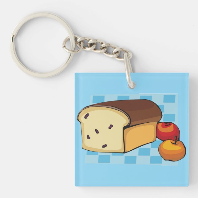 Porte-clefs Pain aux raisins et pommes rouges (Devant)