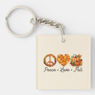 Porte-clefs Paix, Amour, Automne - Vibes d'automne douillettes