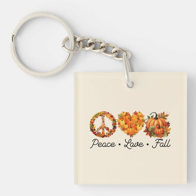 Porte-clefs Paix, Amour, Automne - Vibes d'automne douillettes (Devant)