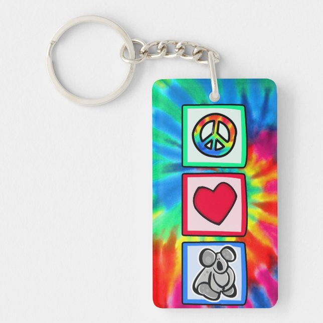 Porte-clefs Paix, amour, koala (Devant)